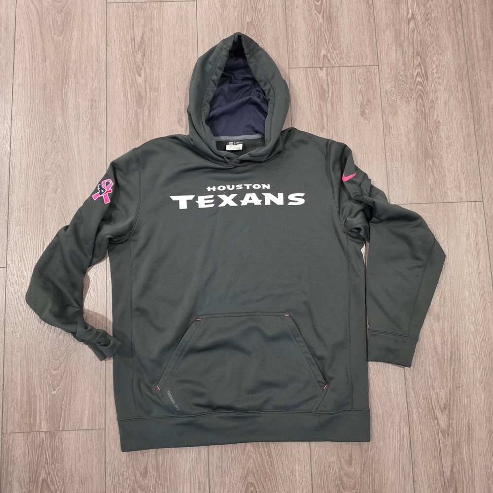 Nike Houston Texans NFL Therma-FIT Hoodie Mens L Gray Breast Cancer Awareness